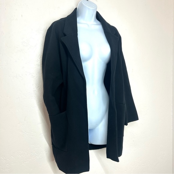 Quince 100% Organic Cotton Knit Blazer Black Size XL Open Front NWOT - Picture 7 of 14